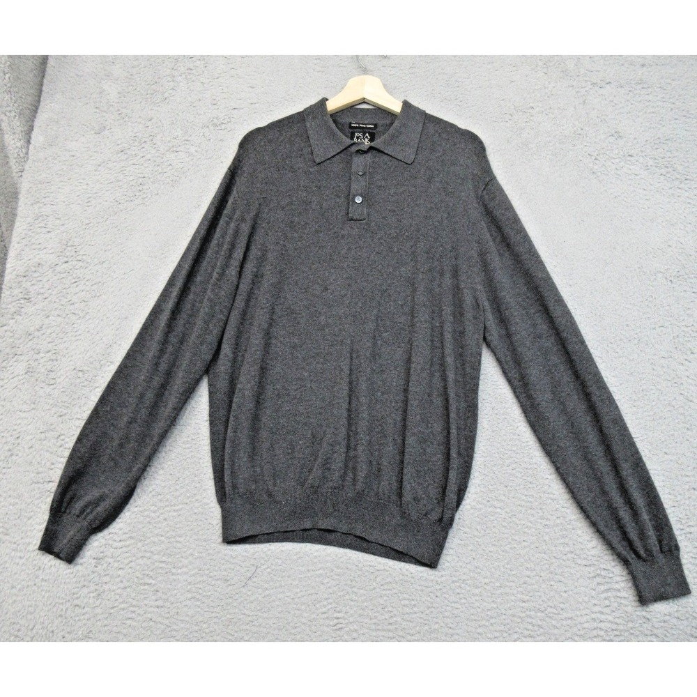 Jos A Bank Pima Cotton Polo Sweater Mens Medium Gray‎ Collared Knit Country Club